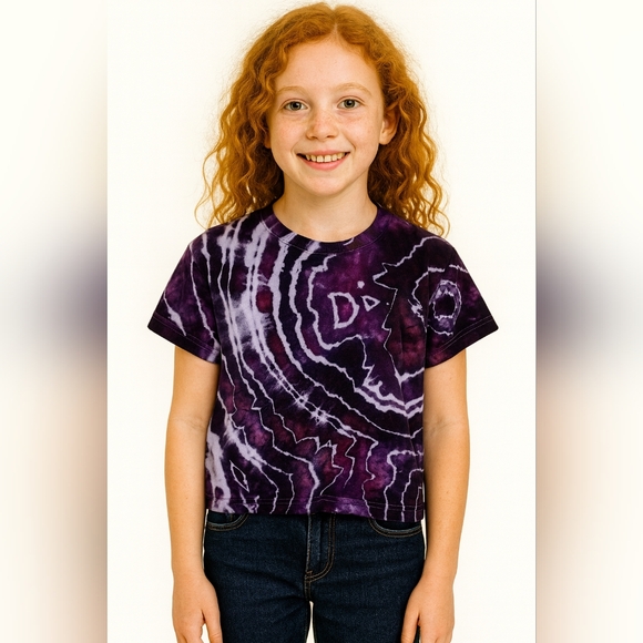 Kids Small Purple Geode Tie Dye Short Sleeve T-shirt - Picture 1 of 5